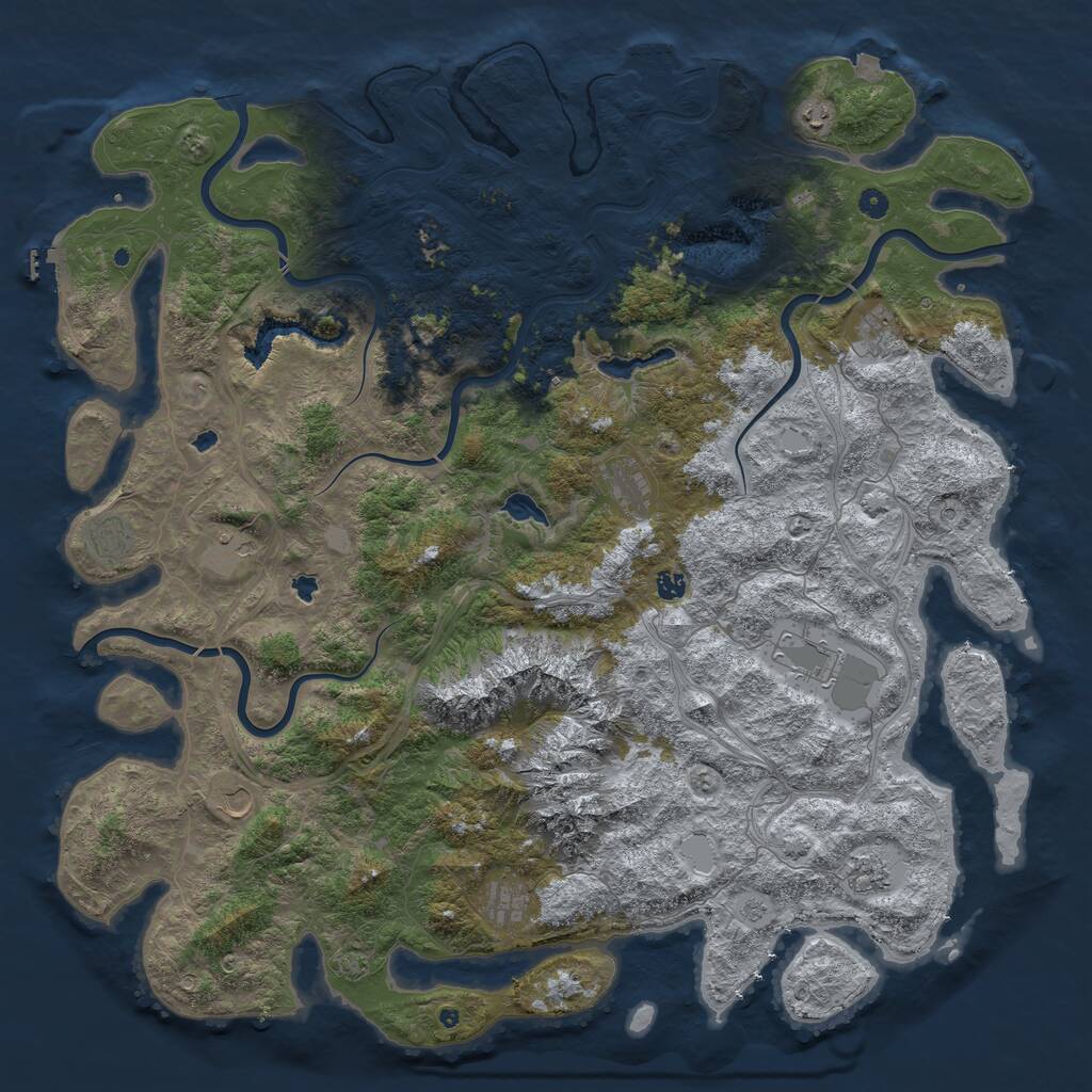 Rust Map: Procedural Map, Size: 5500, Seed: 70276499, 17 Monuments