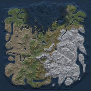 Thumbnail Rust Map: Procedural Map, Size: 5500, Seed: 70276499, 17 Monuments