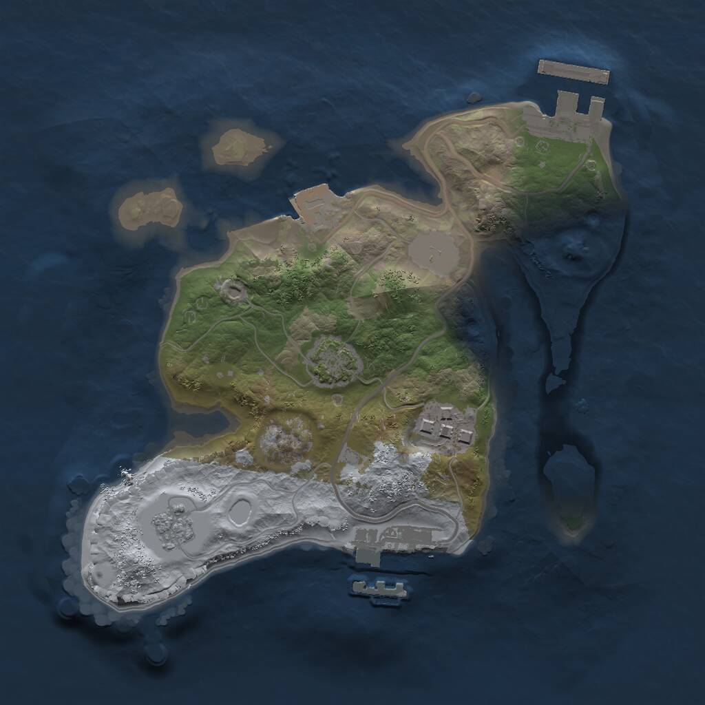 Rust Map: Procedural Map, Size: 2000, Seed: 5648524, 6 Monuments