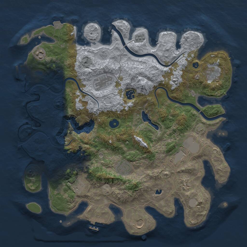 Rust Map: Procedural Map, Size: 4000, Seed: 2136229820, 16 Monuments