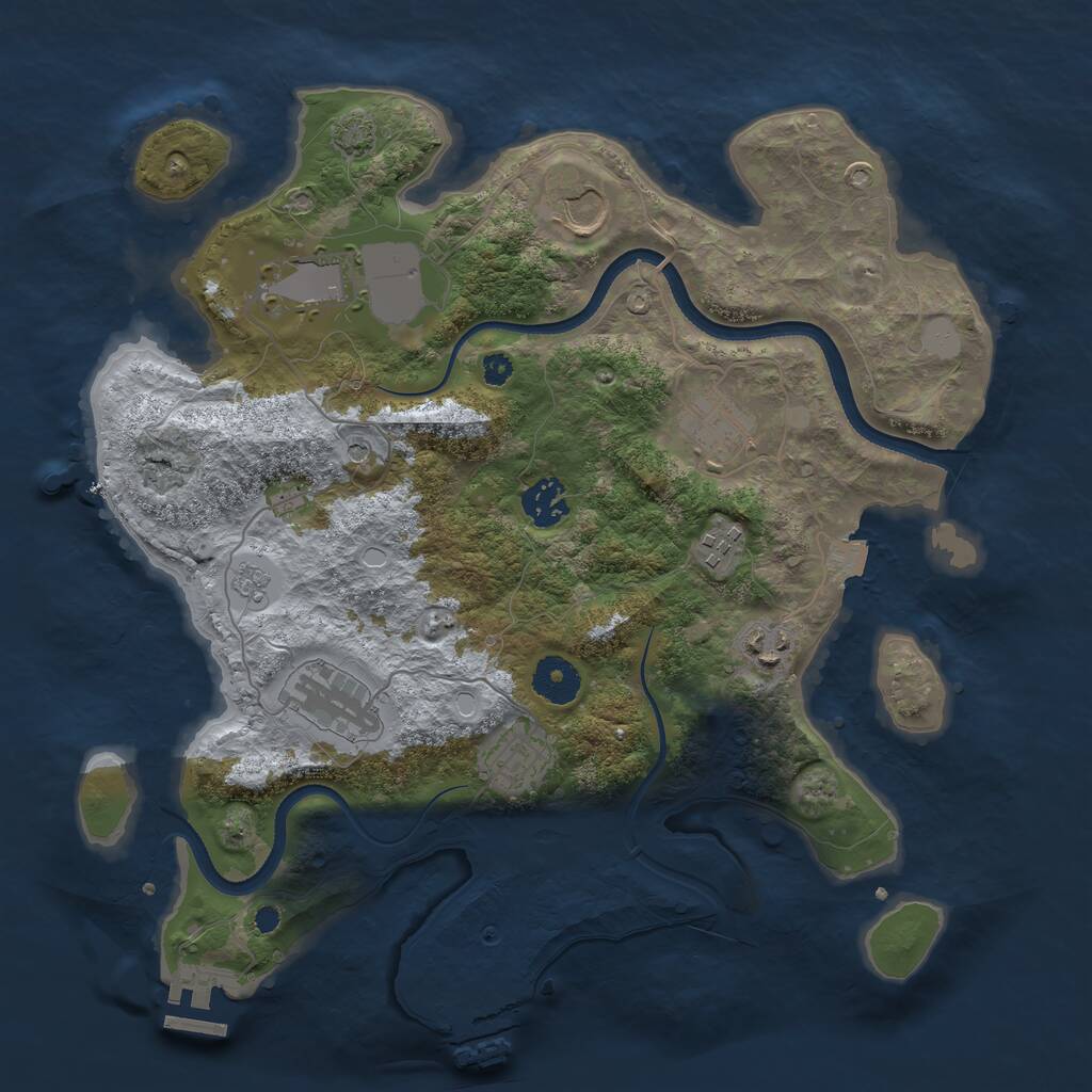Rust Map: Procedural Map, Size: 3500, Seed: 424207, 14 Monuments