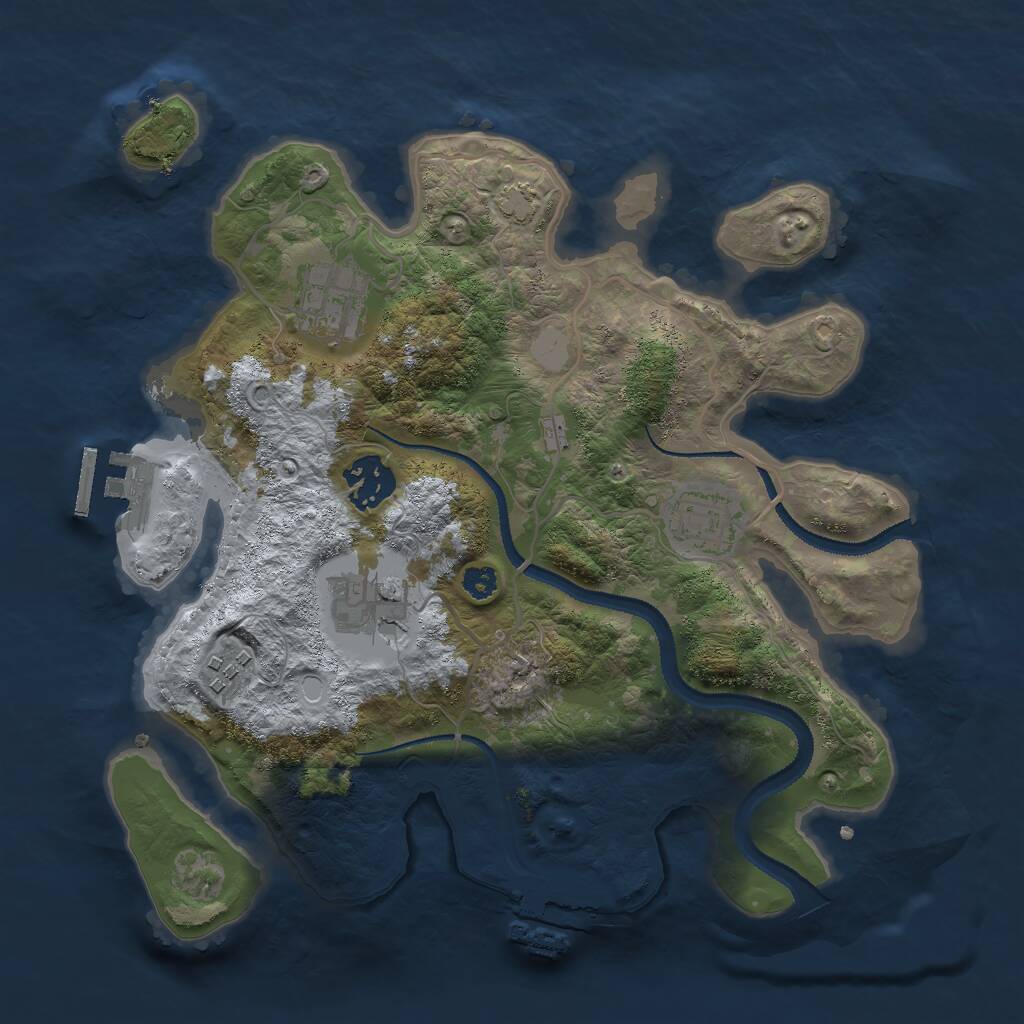 Rust Map: Procedural Map, Size: 3000, Seed: 1202742208, 9 Monuments