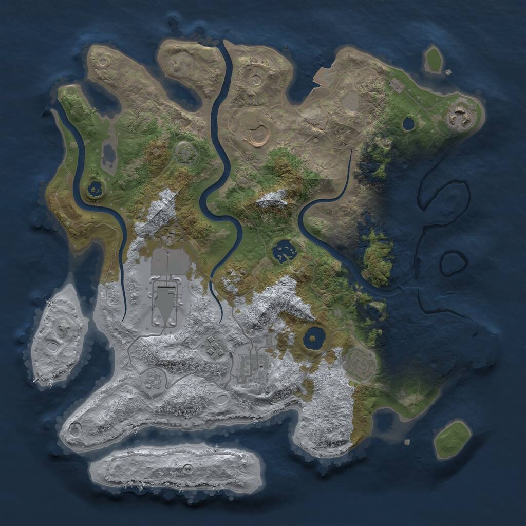 Rust Map: Procedural Map, Size: 3500, Seed: 22316816, 12 Monuments