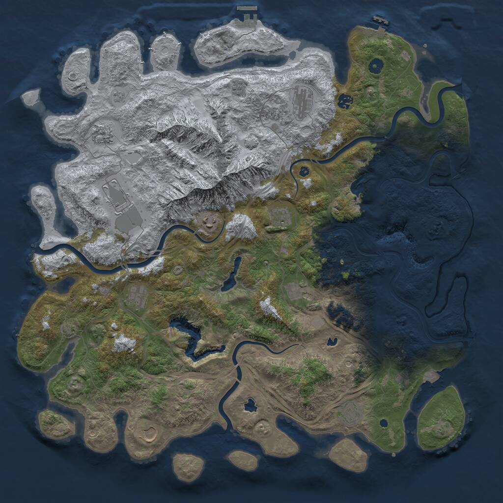Rust Map: Procedural Map, Size: 5000, Seed: 523218427, 17 Monuments