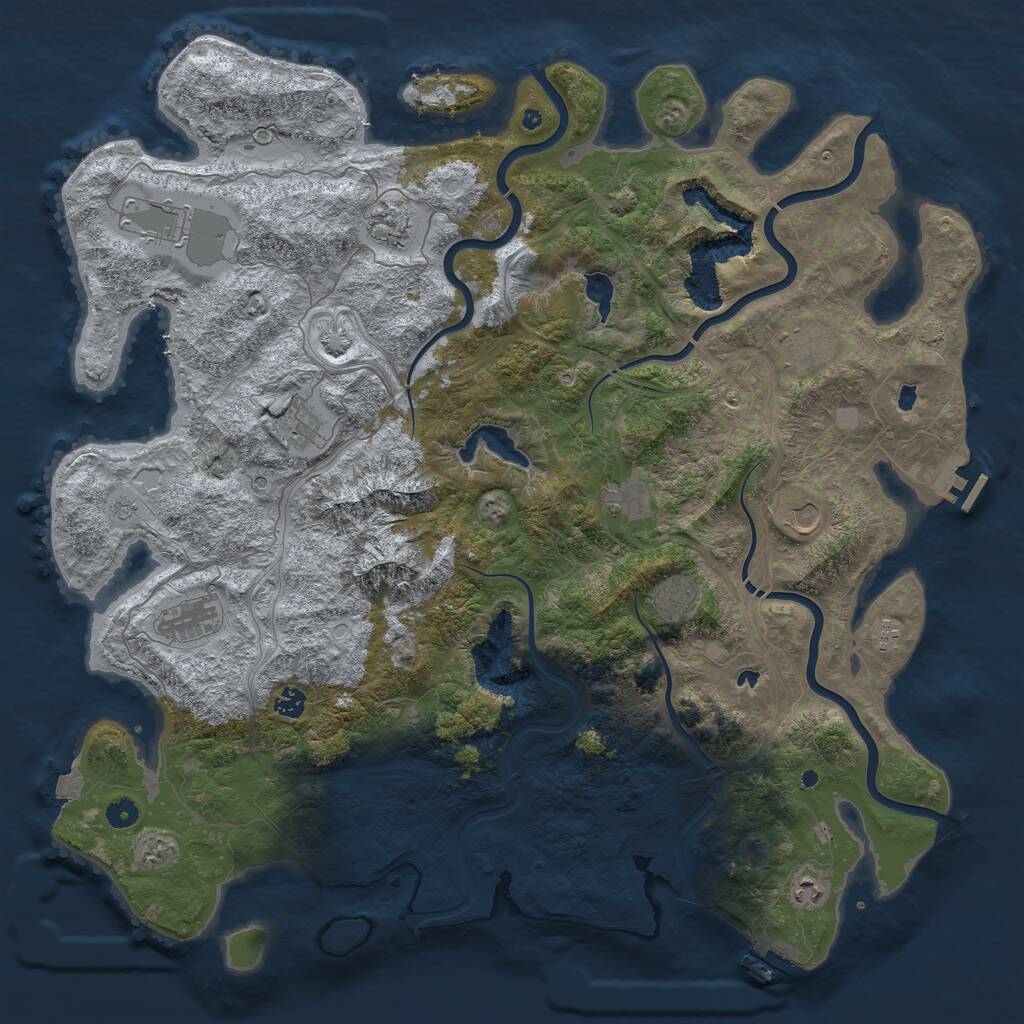 Rust Map: Procedural Map, Size: 5000, Seed: 285385266, 17 Monuments