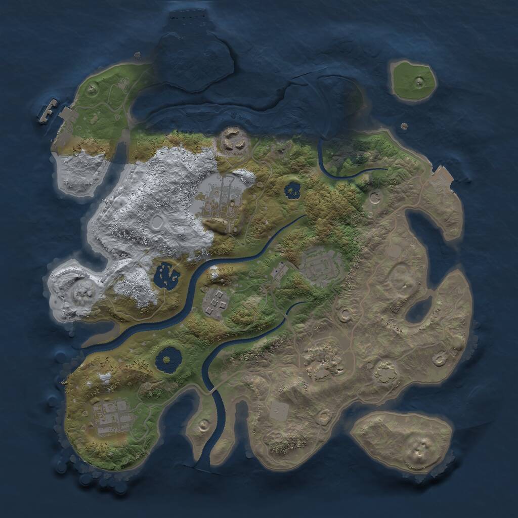 Rust Map: Procedural Map, Size: 3000, Seed: 664764, 12 Monuments