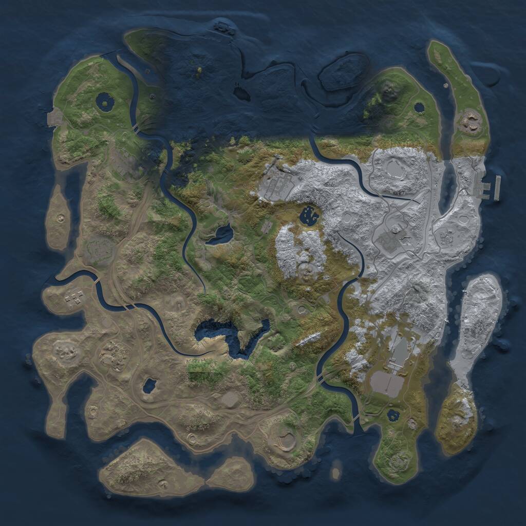 Rust Map: Procedural Map, Size: 4250, Seed: 1927854824, 16 Monuments