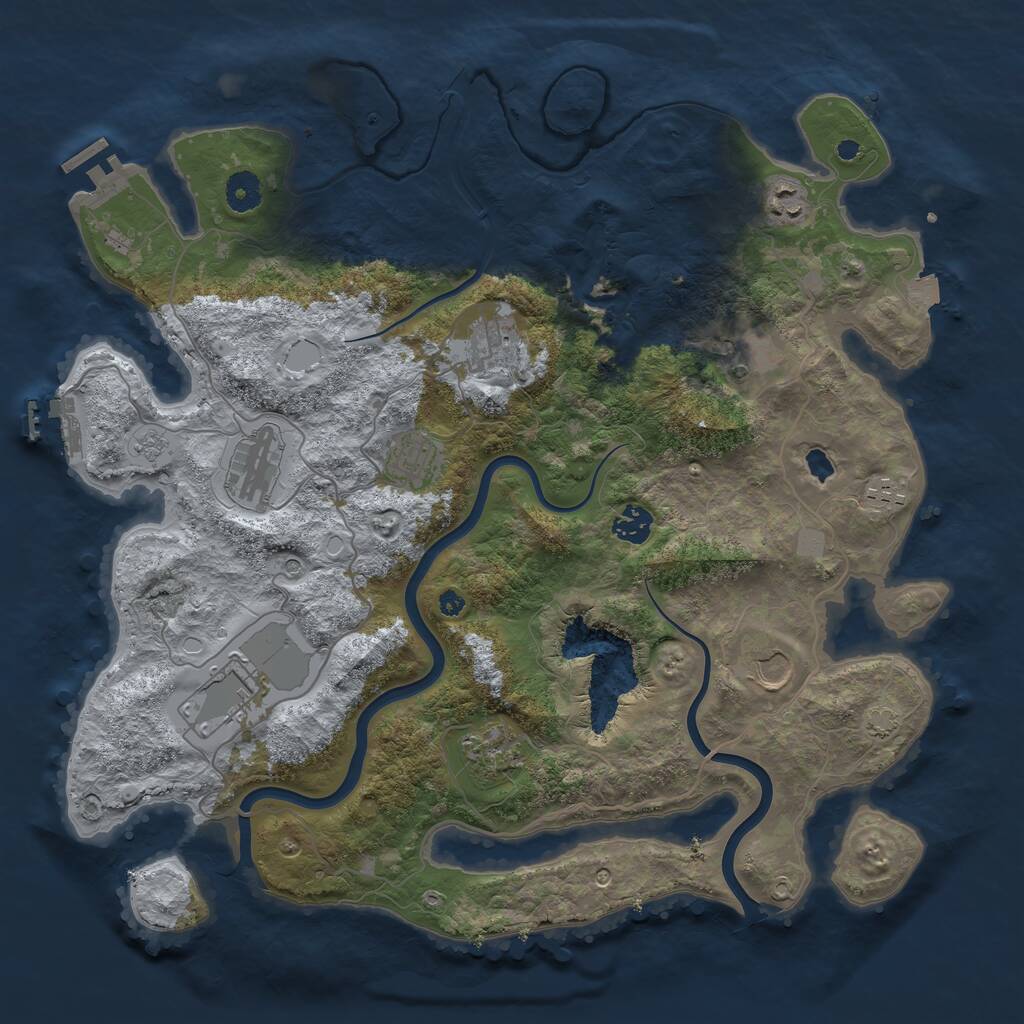 Rust Map: Procedural Map, Size: 4000, Seed: 9981, 16 Monuments