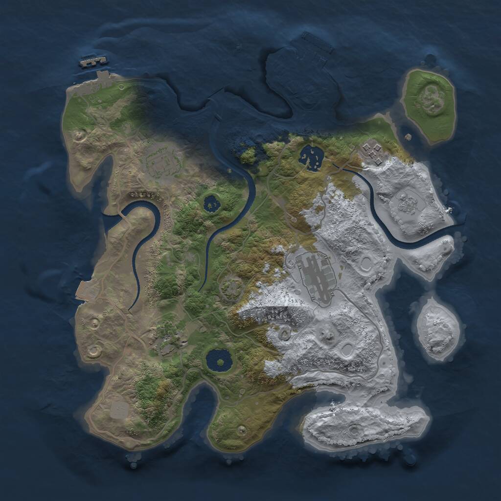 Rust Map: Procedural Map, Size: 3000, Seed: 1667854, 10 Monuments