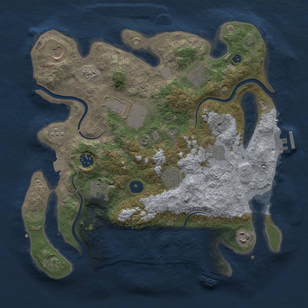 Rust Map: Procedural Map, Size: 3500, Seed: 377418578, 15 Monuments
