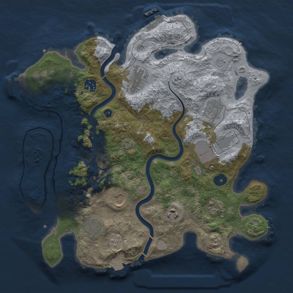 Rust Map: Procedural Map, Size: 3500, Seed: 328760, 15 Monuments
