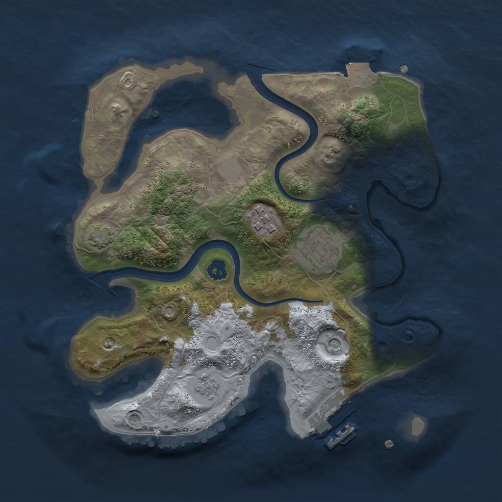 Rust Map: Procedural Map, Size: 2500, Seed: 34657, 7 Monuments