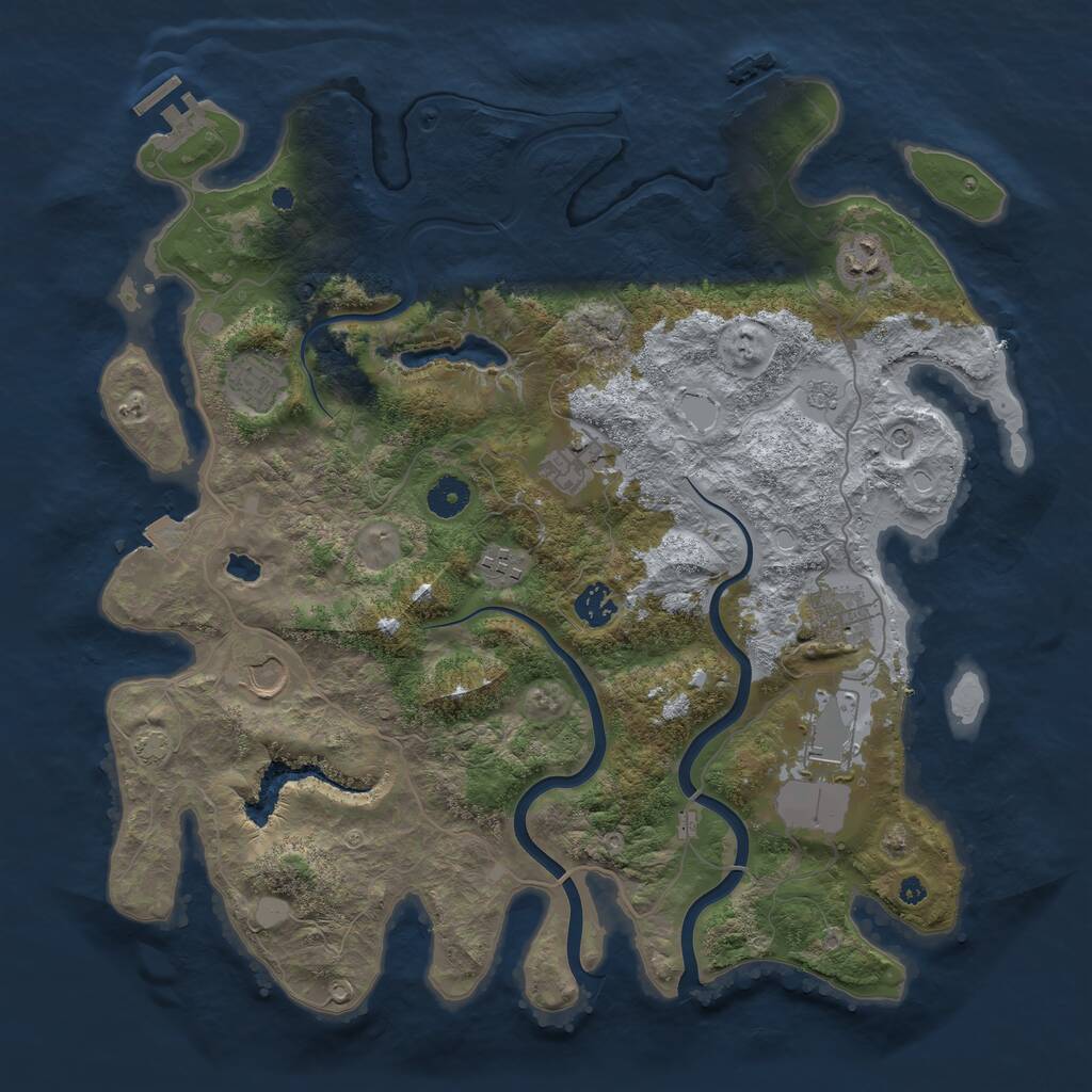 Rust Map: Procedural Map, Size: 4000, Seed: 875071, 14 Monuments