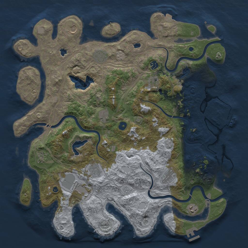 Rust Map: Procedural Map, Size: 4500, Seed: 1319589525, 17 Monuments