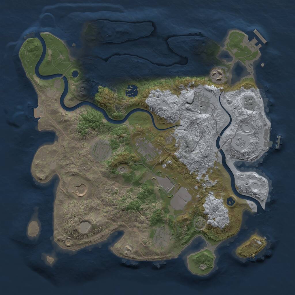 Rust Map: Procedural Map, Size: 3500, Seed: 888059529, 15 Monuments