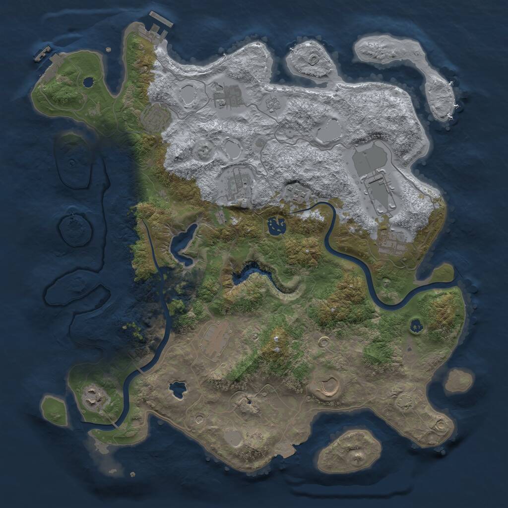 Rust Map: Procedural Map, Size: 4000, Seed: 703466, 16 Monuments