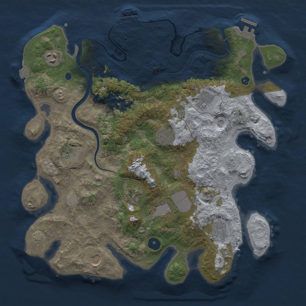 Rust Map: Procedural Map, Size: 3750, Seed: 1813482900, 15 Monuments