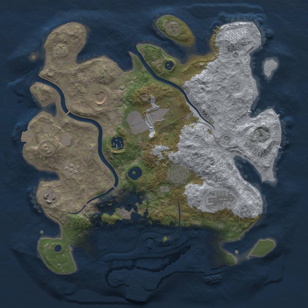 Rust Map: Procedural Map, Size: 3500, Seed: 613060553, 14 Monuments