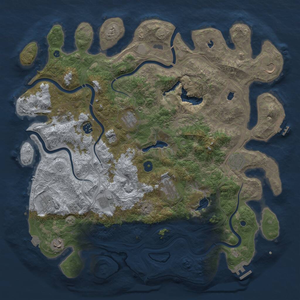 Rust Map: Procedural Map, Size: 4500, Seed: 1688910684, 16 Monuments