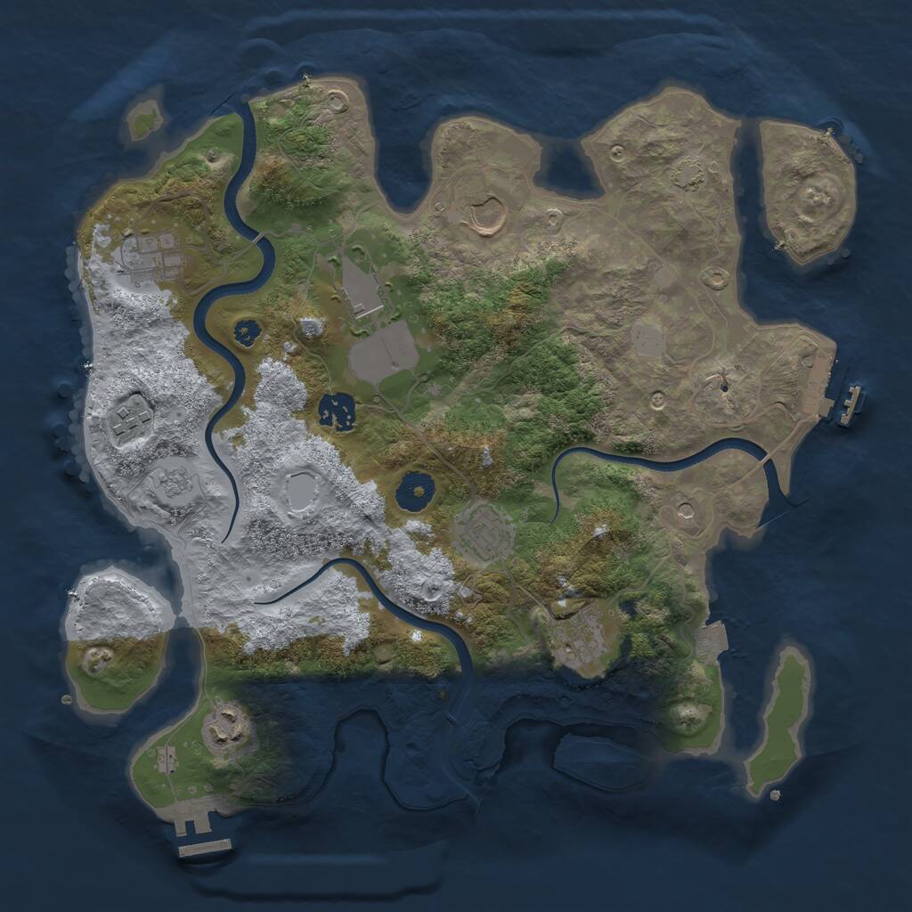 Rust Map: Procedural Map, Size: 3500, Seed: 1000501667, 14 Monuments