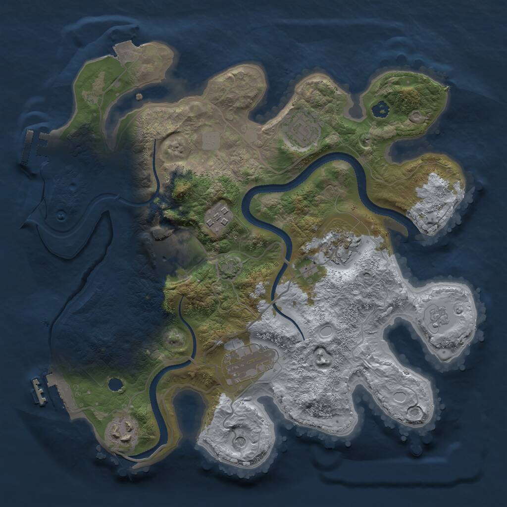 Rust Map: Procedural Map, Size: 3000, Seed: 410210683, 12 Monuments