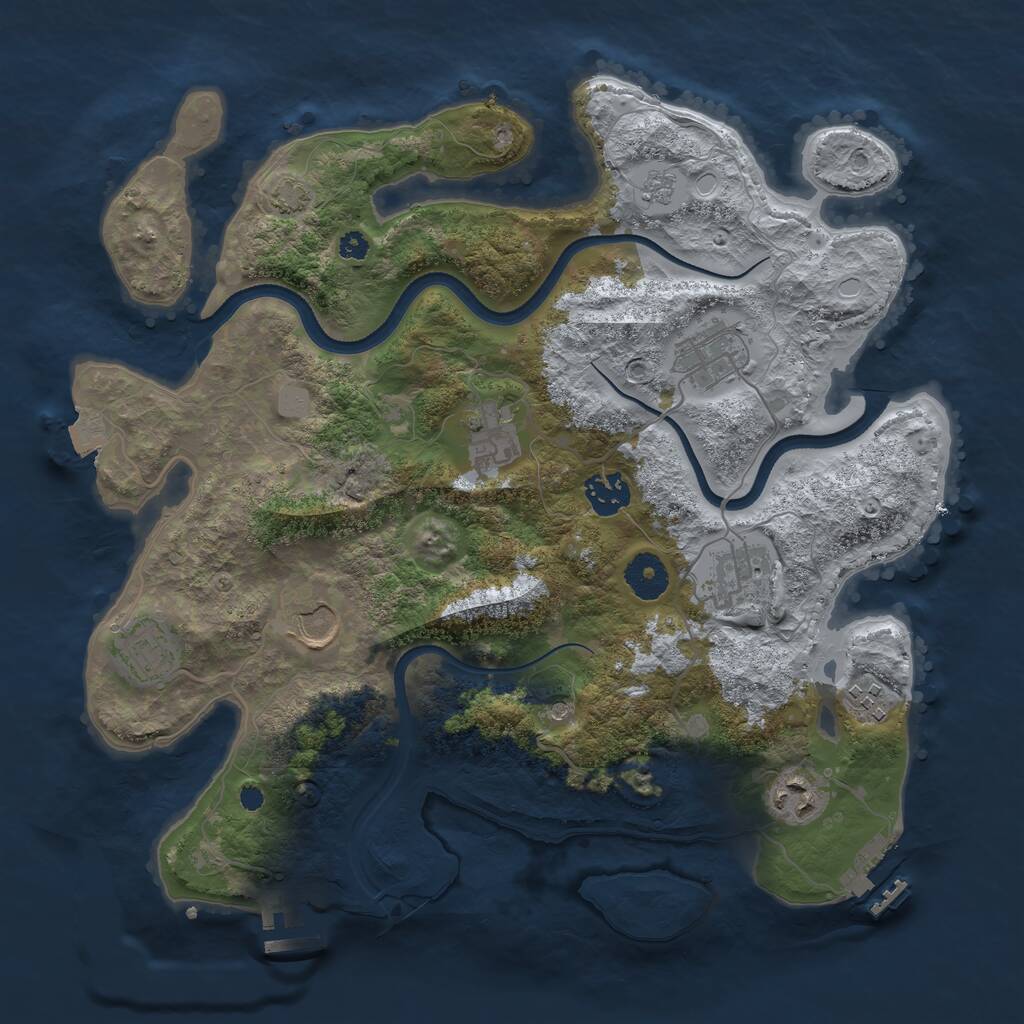 Rust Map: Procedural Map, Size: 3500, Seed: 214518, 14 Monuments