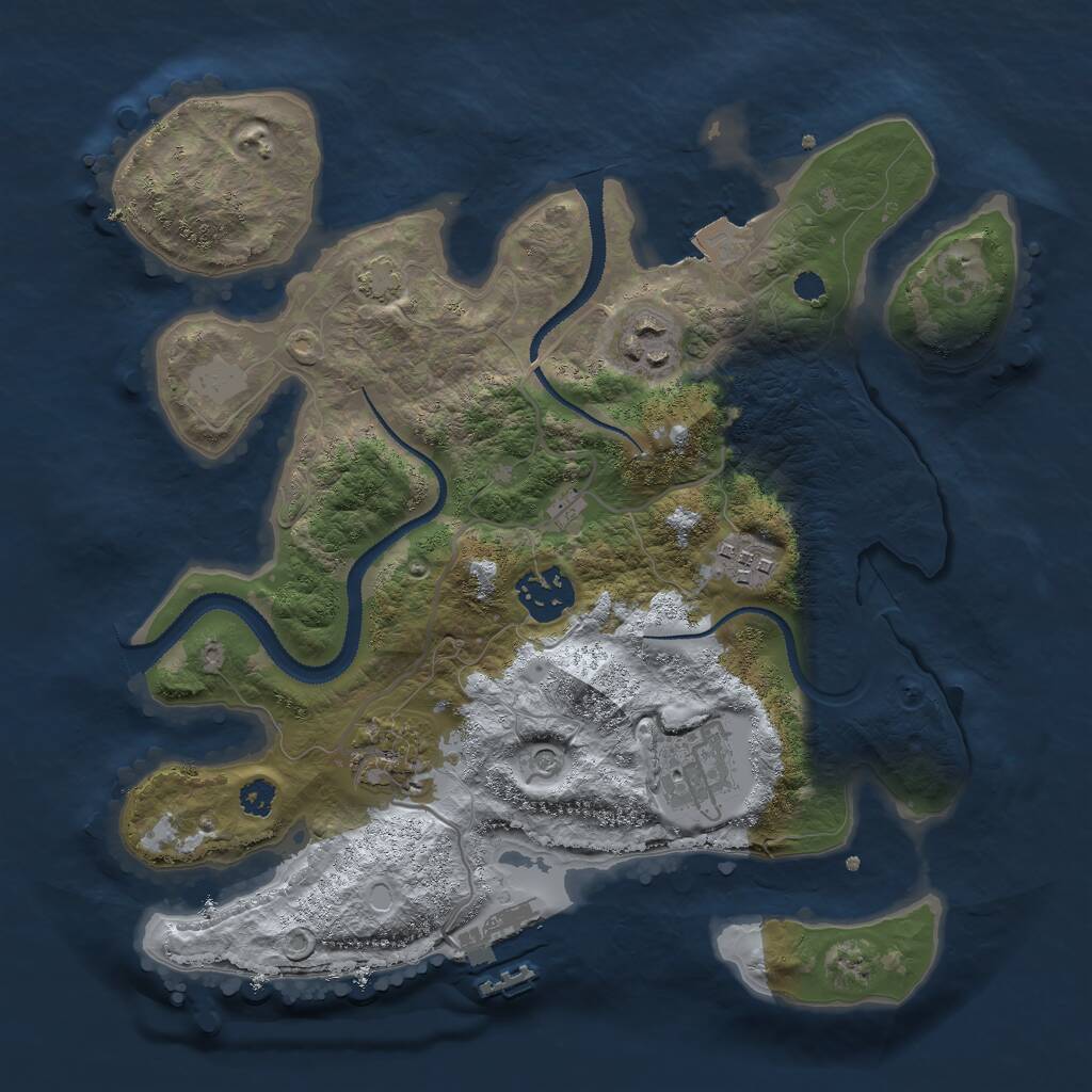 Rust Map: Procedural Map, Size: 3000, Seed: 1114243995, 9 Monuments