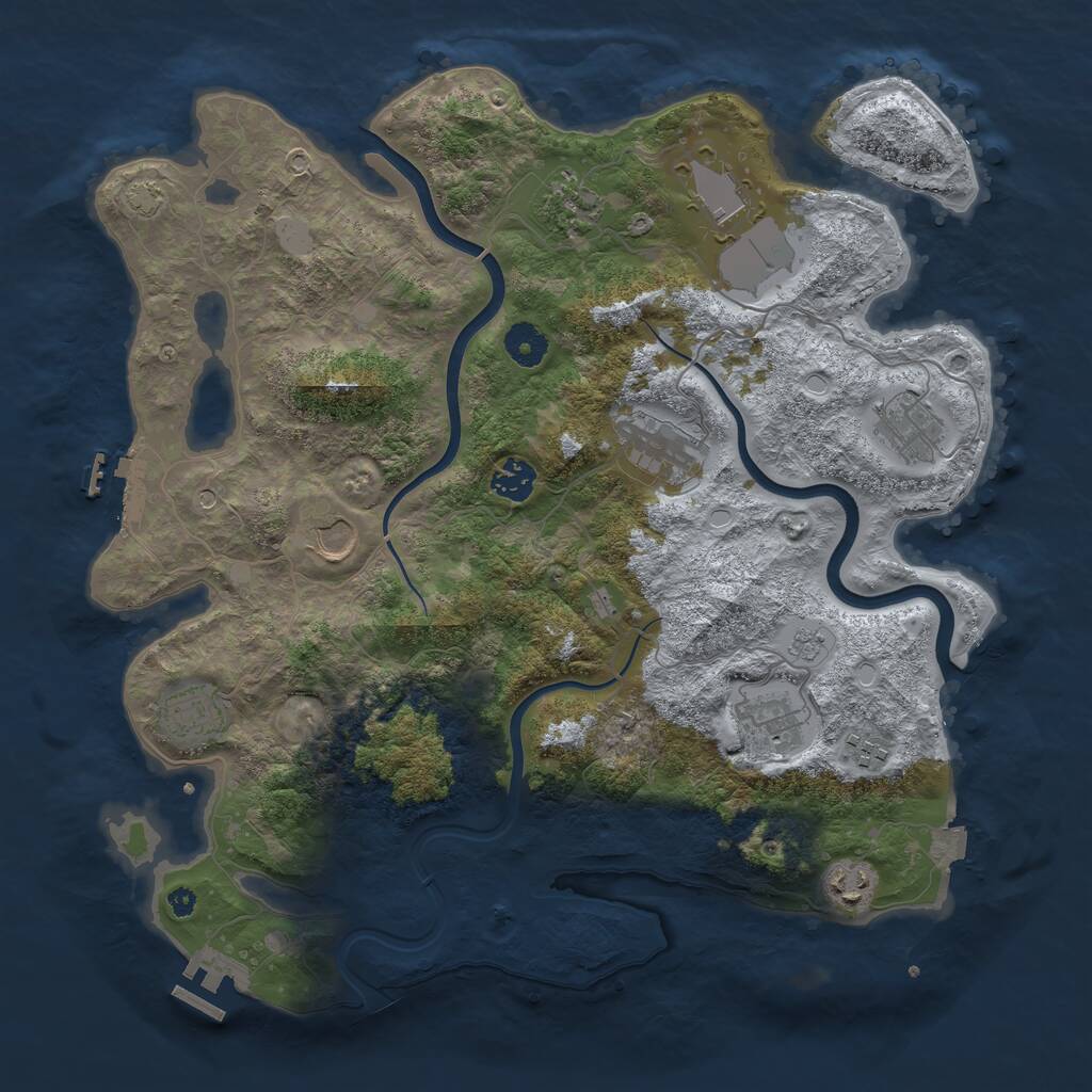 Rust Map: Procedural Map, Size: 3850, Seed: 1633079096, 16 Monuments