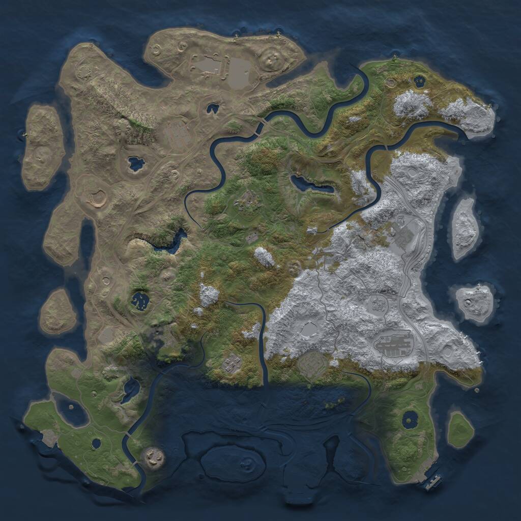 Rust Map: Procedural Map, Size: 4500, Seed: 1444003682, 17 Monuments