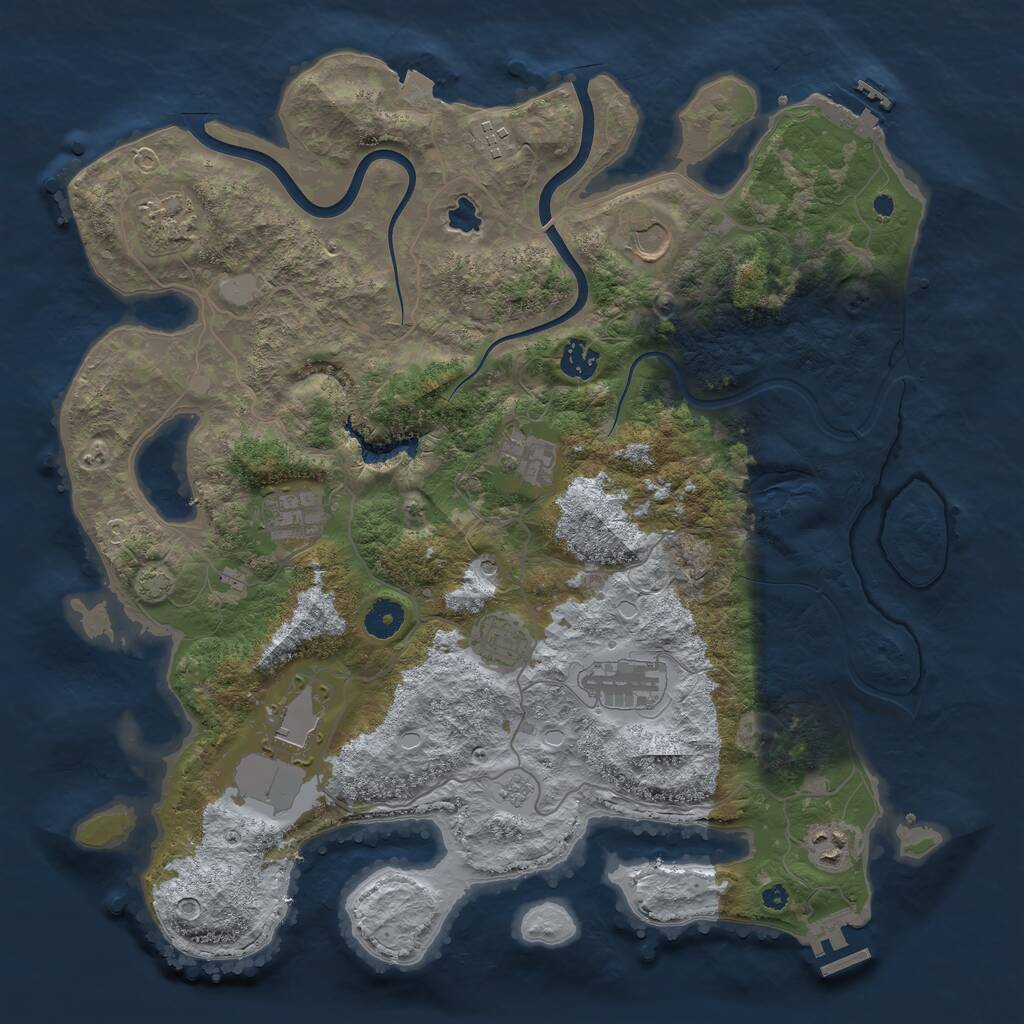 Rust Map: Procedural Map, Size: 4000, Seed: 10202020, 16 Monuments