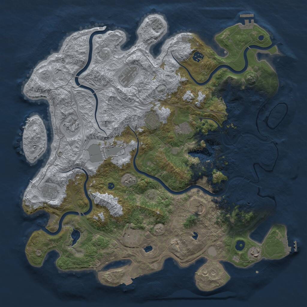 Rust Map: Procedural Map, Size: 4500, Seed: 1215674983, 17 Monuments