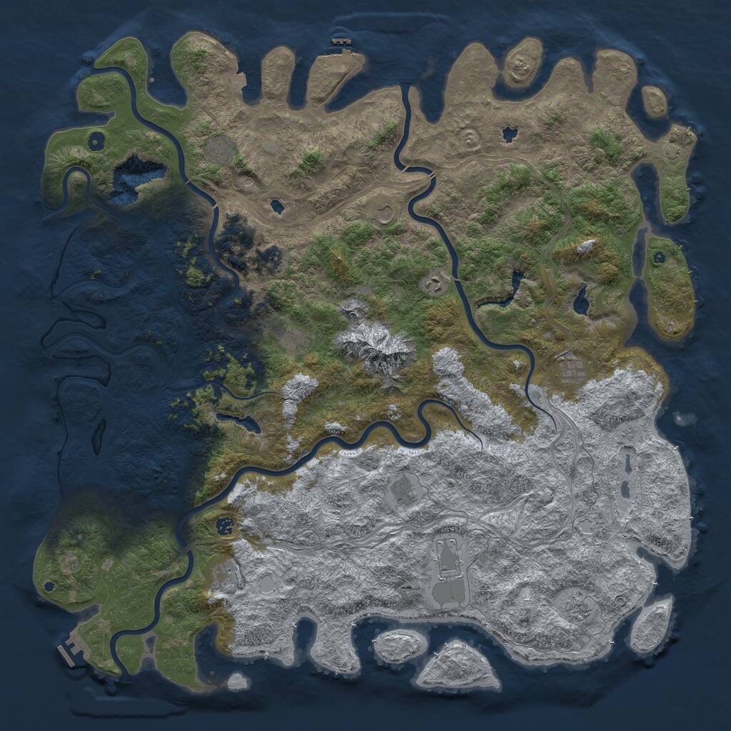Rust Map: Procedural Map, Size: 6000, Seed: 428963375, 17 Monuments