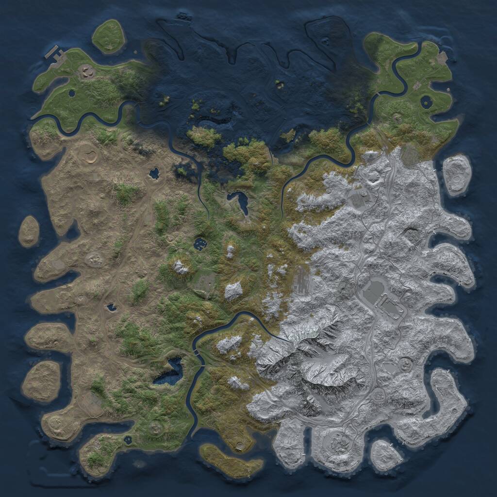 Rust Map: Procedural Map, Size: 6000, Seed: 996153977, 17 Monuments