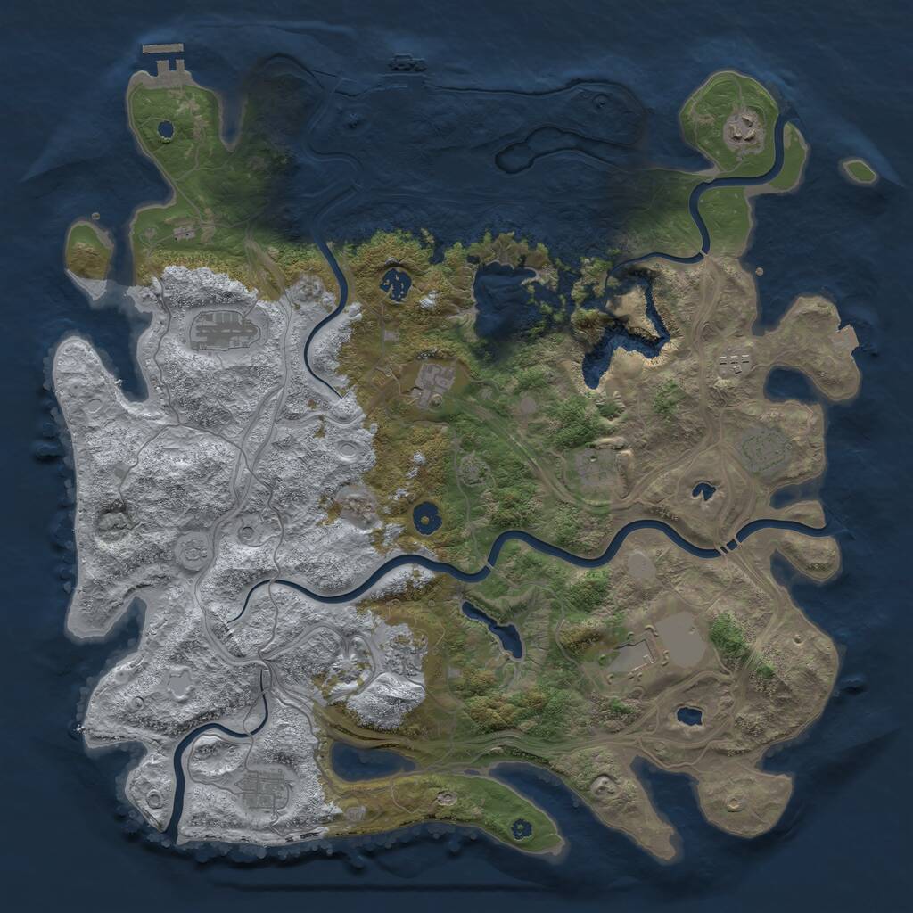 Rust Map: Procedural Map, Size: 4500, Seed: 1754710450, 16 Monuments