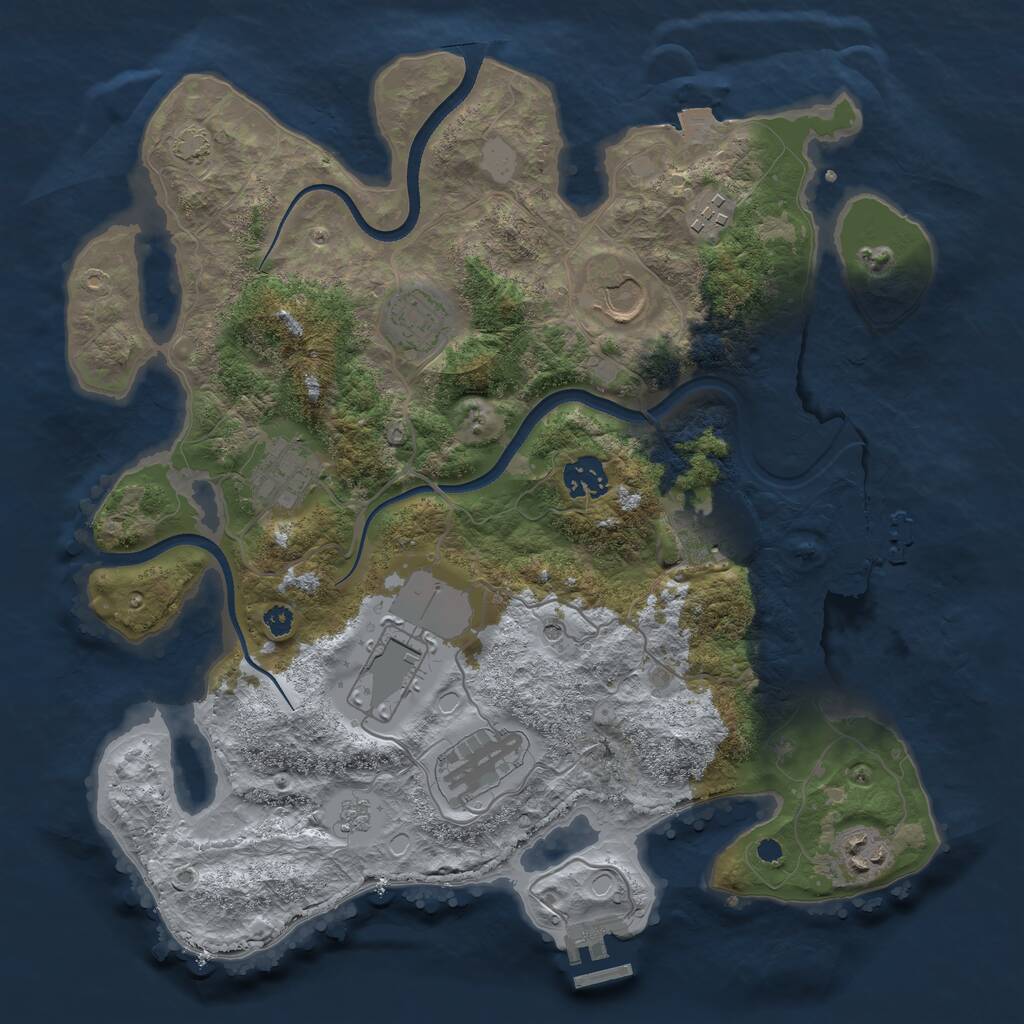 Rust Map: Procedural Map, Size: 3500, Seed: 264509136, 15 Monuments