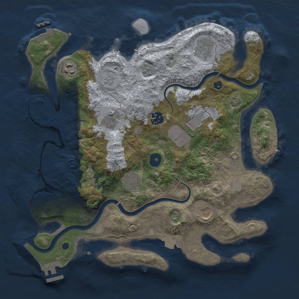 Rust Map: Procedural Map, Size: 3500, Seed: 1115400255, 14 Monuments