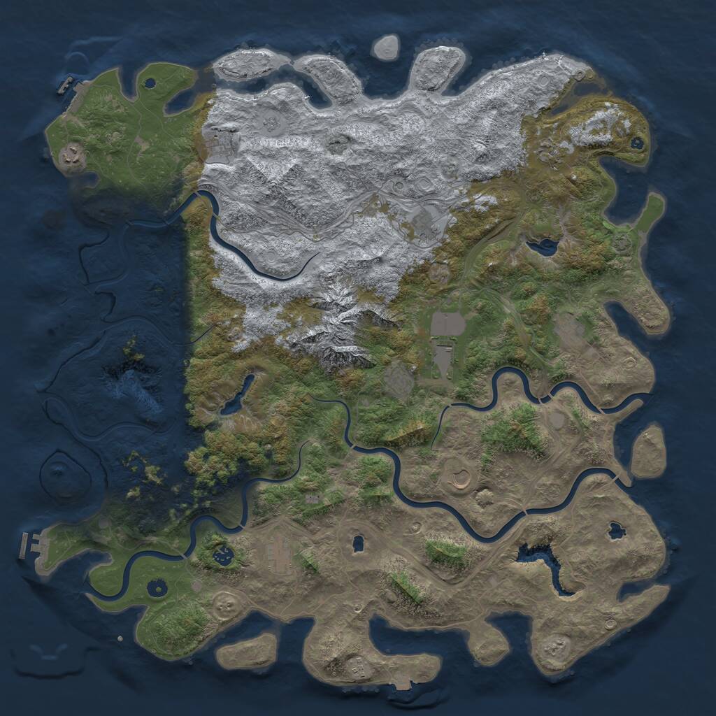 Rust Map: Procedural Map, Size: 5500, Seed: 381726, 17 Monuments