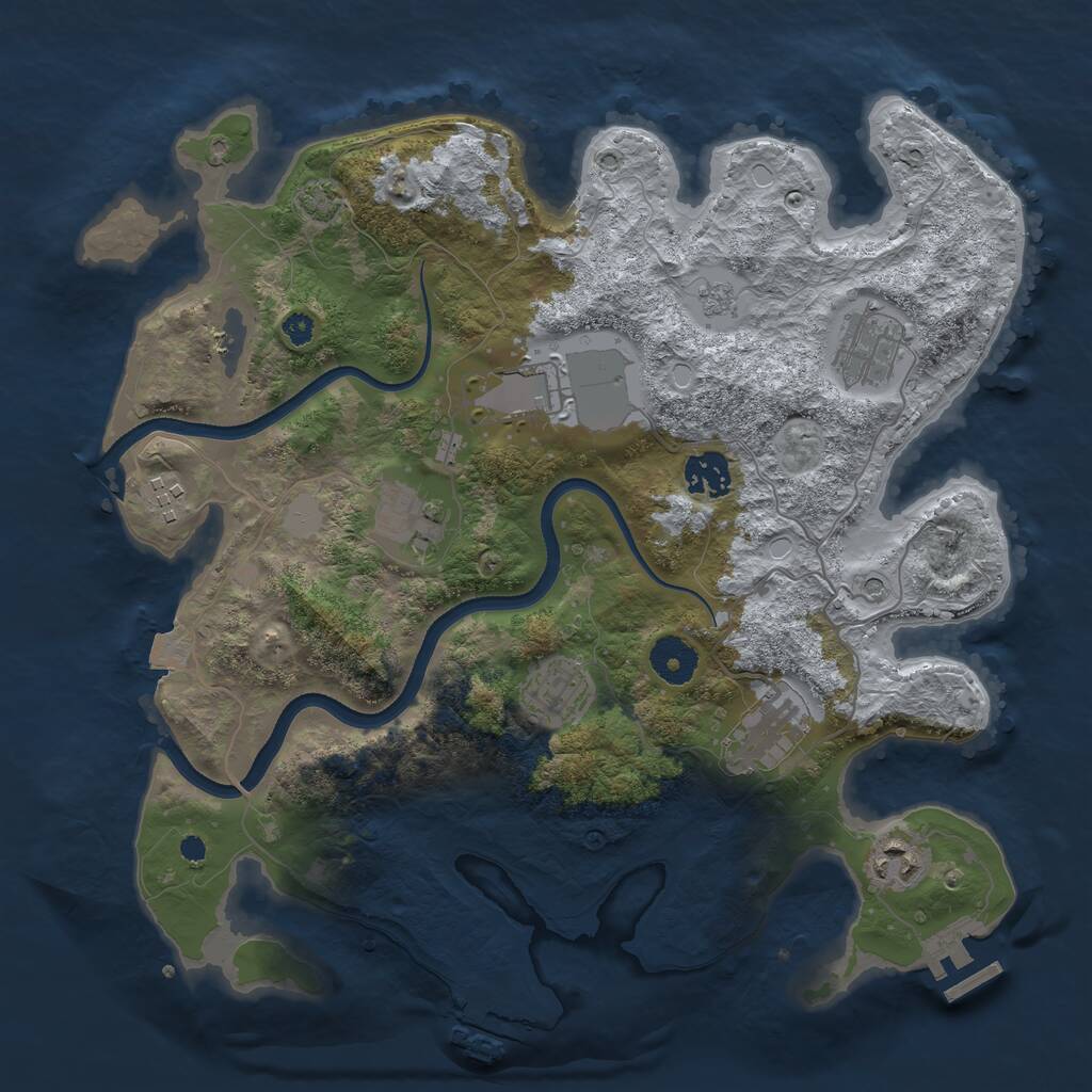 Rust Map: Procedural Map, Size: 3500, Seed: 679395, 14 Monuments
