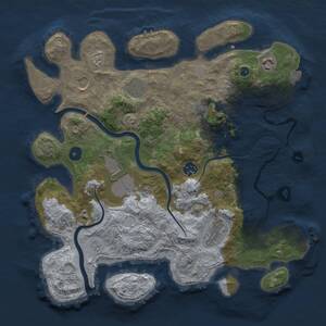 Thumbnail Rust Map: Procedural Map, Size: 3600, Seed: 30568838, 13 Monuments