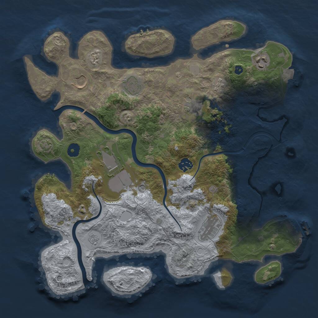 Rust Map: Procedural Map, Size: 3600, Seed: 30568838, 13 Monuments