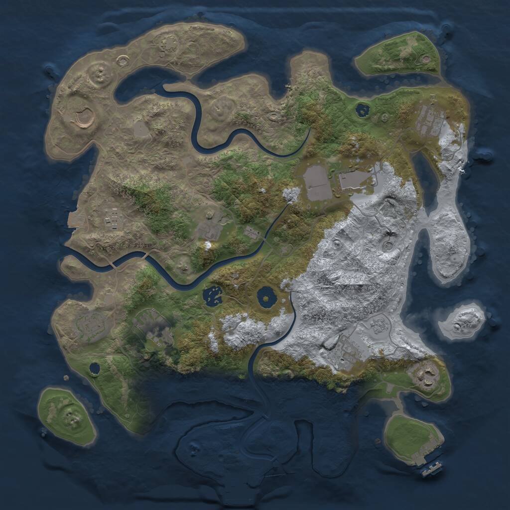 Rust Map: Procedural Map, Size: 3750, Seed: 749731, 16 Monuments