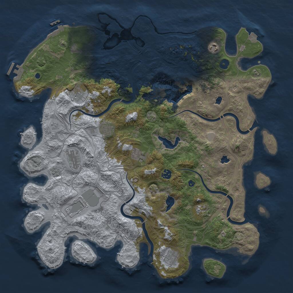Rust Map: Procedural Map, Size: 4500, Seed: 654833, 16 Monuments