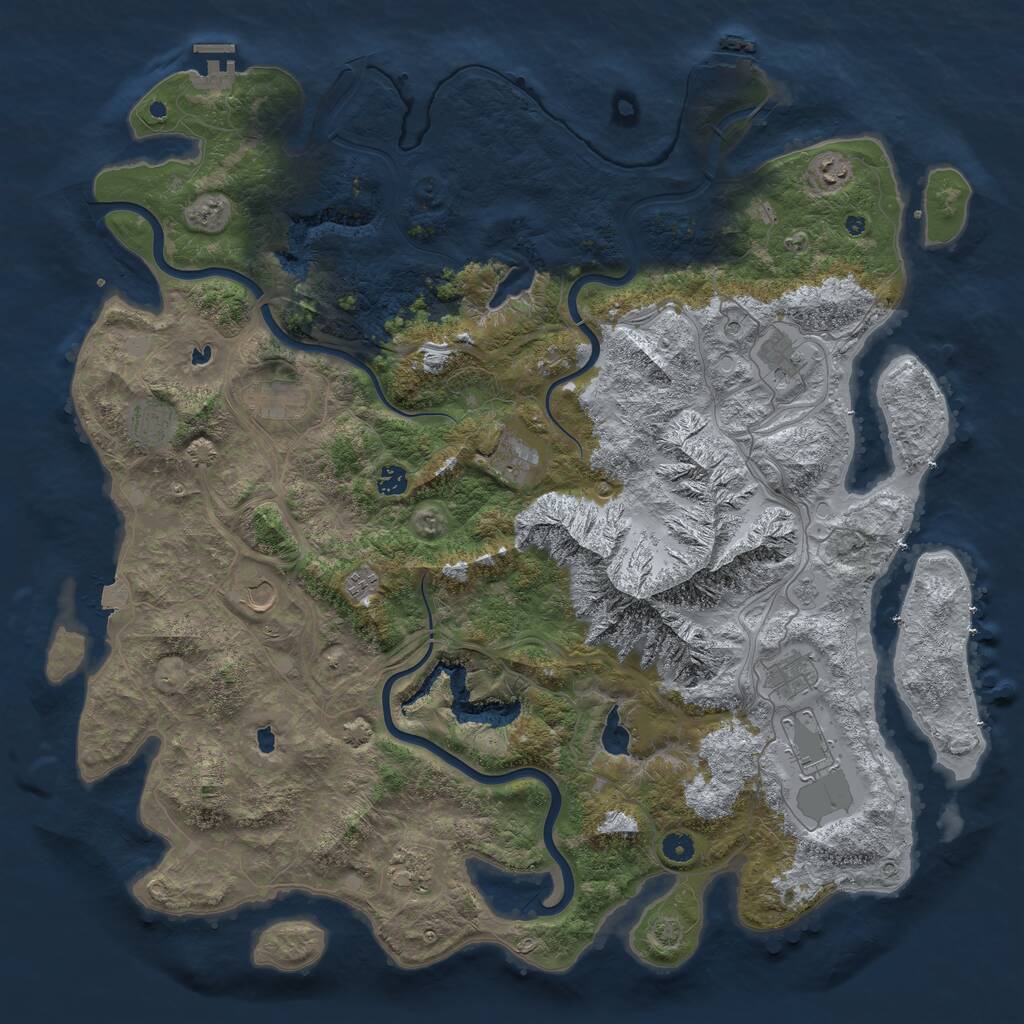 Rust Map: Procedural Map, Size: 5000, Seed: 986264, 17 Monuments