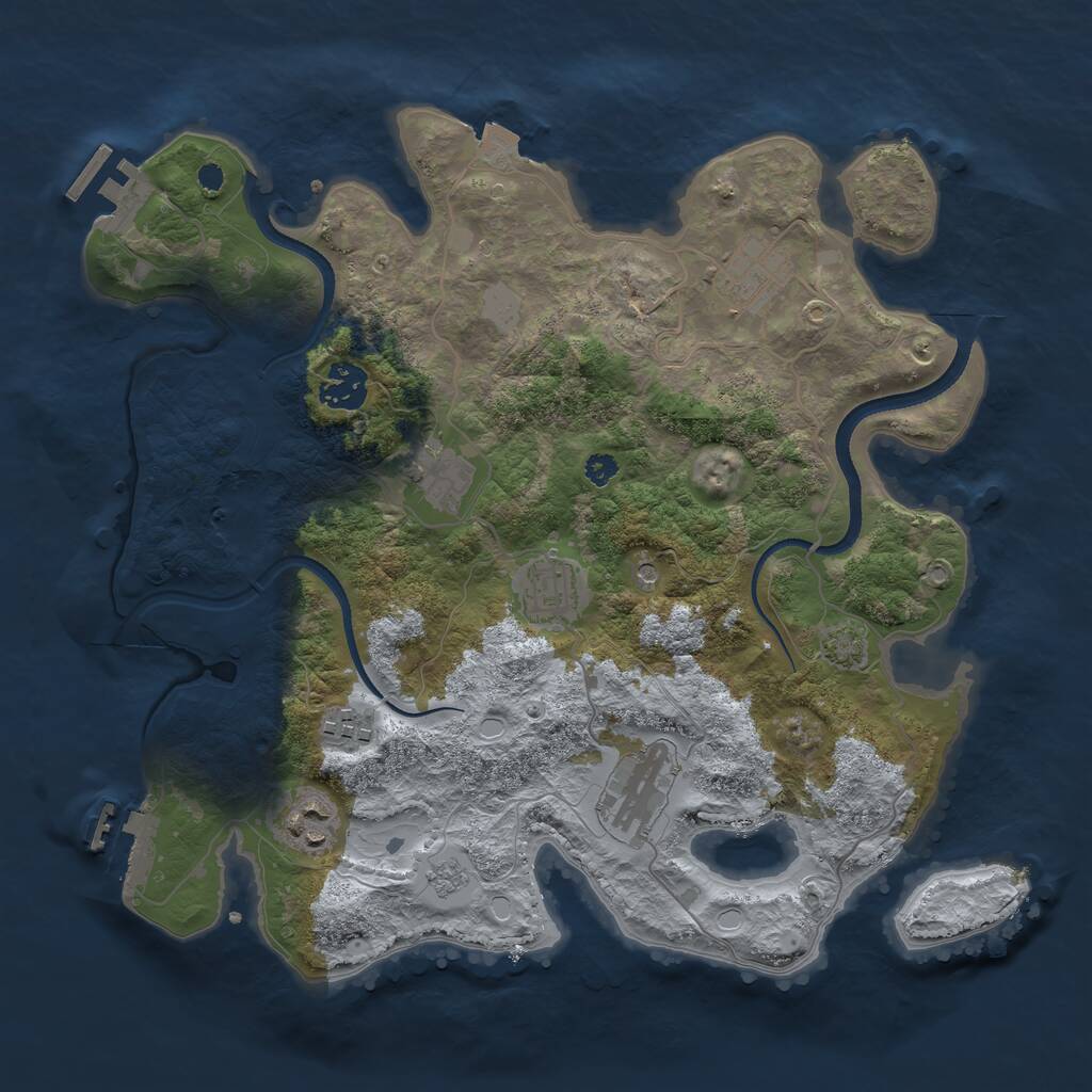 Rust Map: Procedural Map, Size: 3400, Seed: 1222805486, 13 Monuments