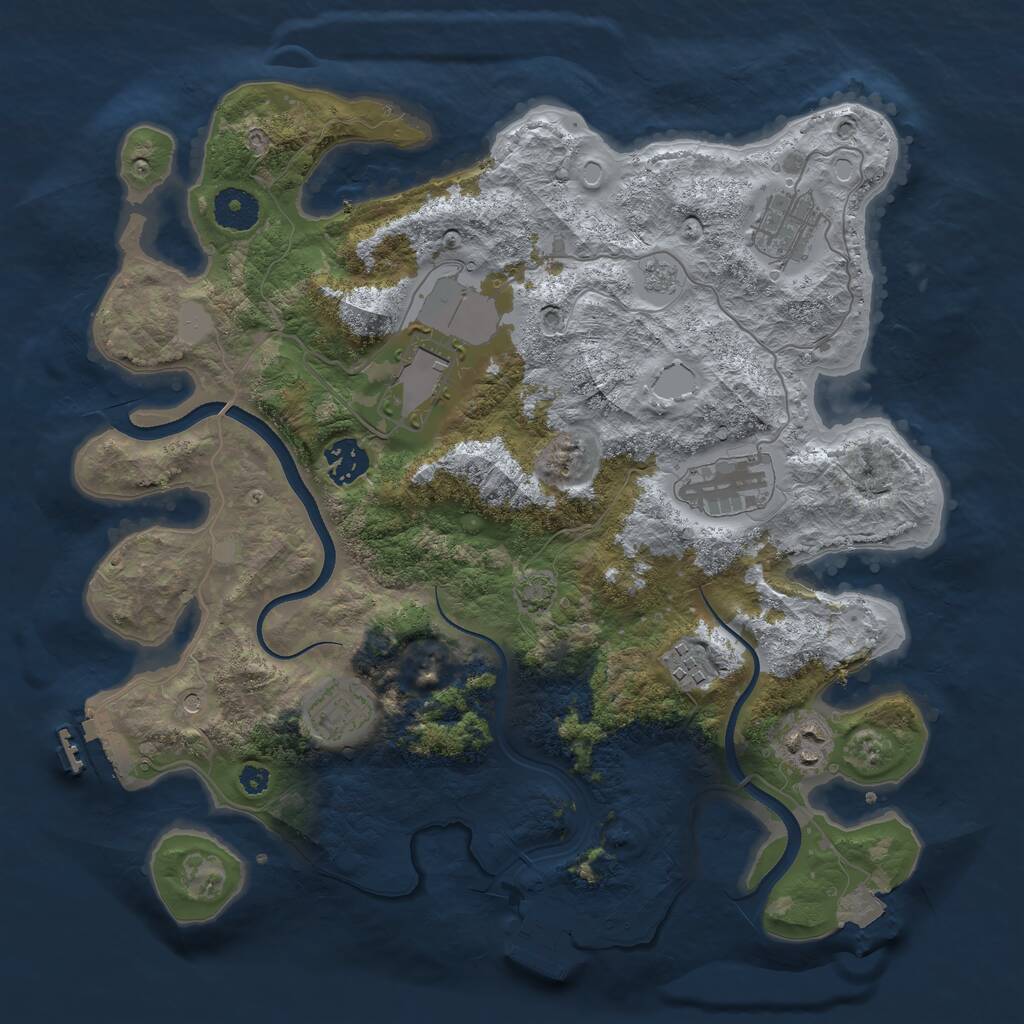 Rust Map: Procedural Map, Size: 3500, Seed: 2032244322, 13 Monuments