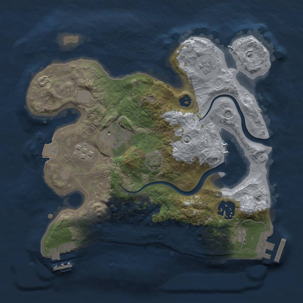 Rust Map: Procedural Map, Size: 2500, Seed: 604910, 8 Monuments