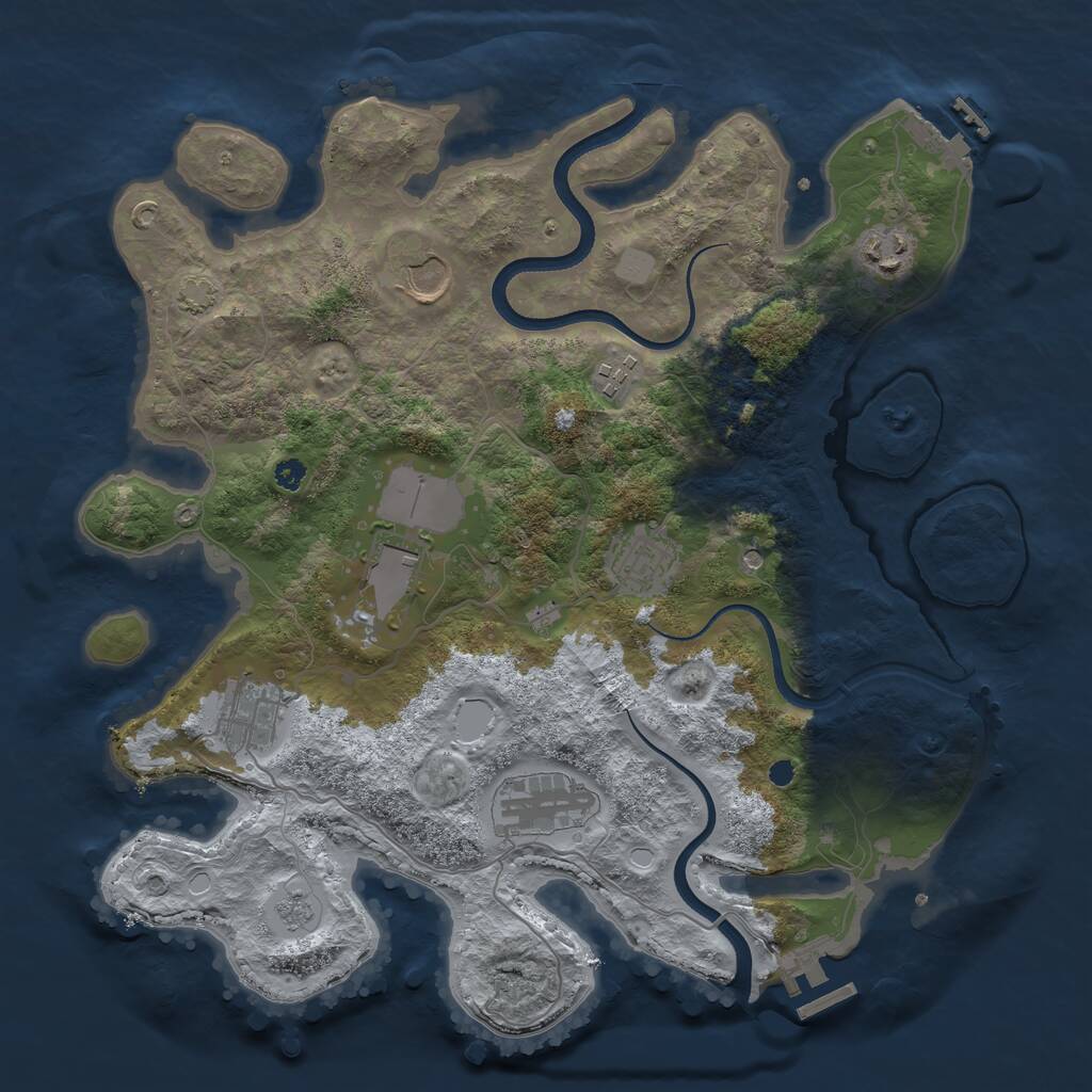 Rust Map: Procedural Map, Size: 3500, Seed: 25253, 13 Monuments