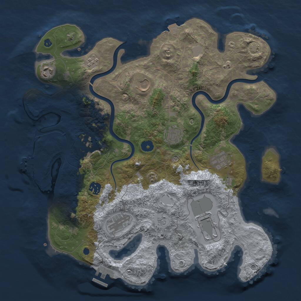 Rust Map: Procedural Map, Size: 3750, Seed: 883696, 15 Monuments