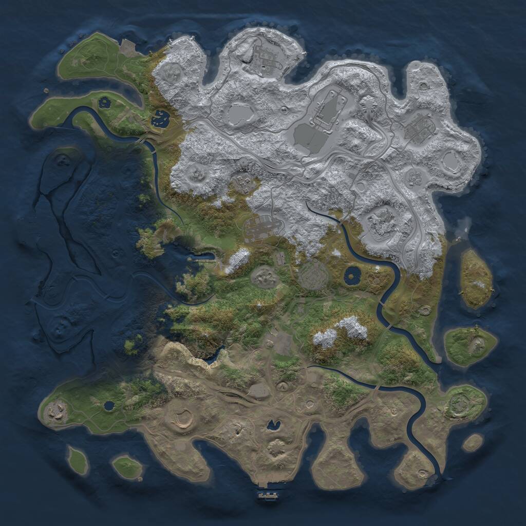 Rust Map: Procedural Map, Size: 4300, Seed: 2087431965, 17 Monuments