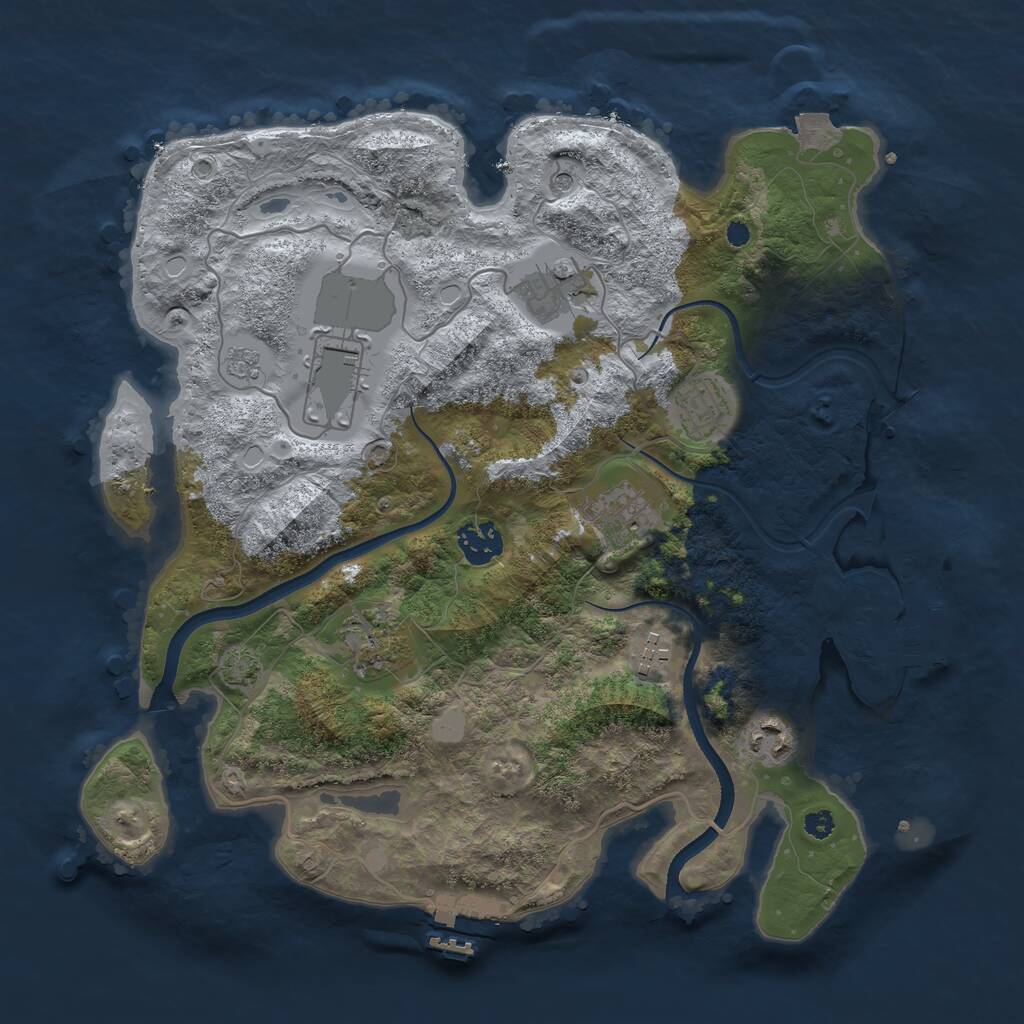 Rust Map: Procedural Map, Size: 3500, Seed: 46354, 14 Monuments
